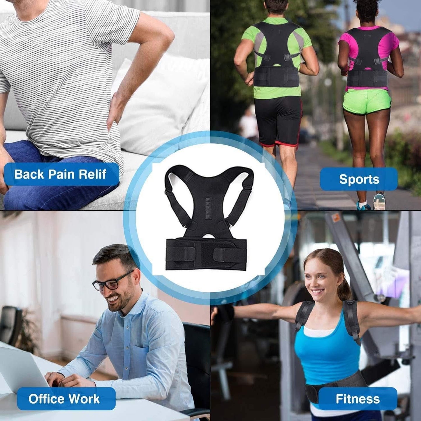 Adjustable back pain relief & posture correcter belt